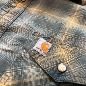 Carhartt Fort Plaid Pearl Snap Shirt Men's Size Large Relaxed Button Down